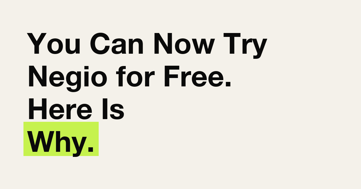 Announcement that Negio is now free to try for salary negotiation
